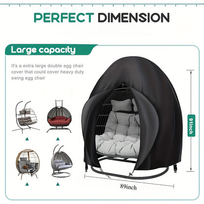 Egg Chair Cover Waterproof Heavy Duty Extra Large Swing Chair Cover with Zip & Secure Drawstring Buckle – UV Resistant Outdoor Hanging Chair Protector for Garden Patio Yard
