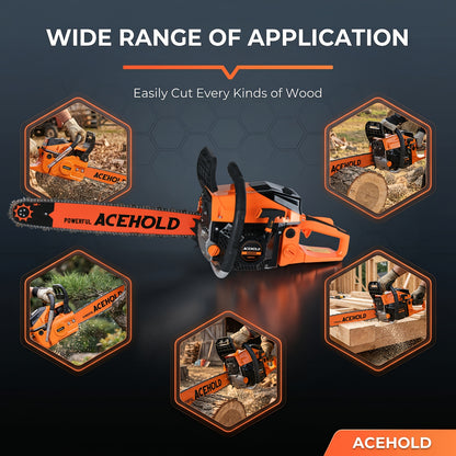 Heavy Duty Chainsaw | Gas Powered Forestry Wood Cutting Farm Yard