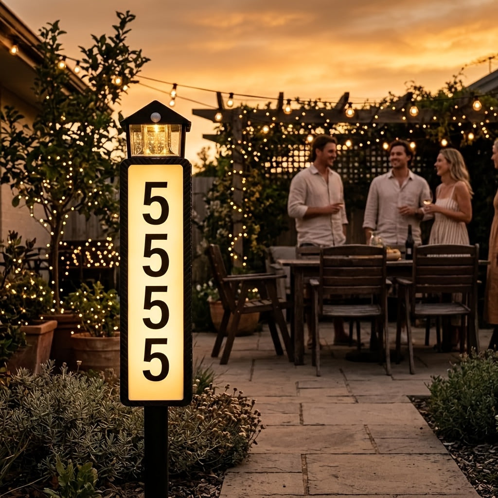 Solar House Number Light Outdoor Waterproof IP44, LED Address Sign Wall Lamp with Light Sensor, 3 Lighting Modes, Auto On/Off Dusk to Dawn, Retro Bronze & Black