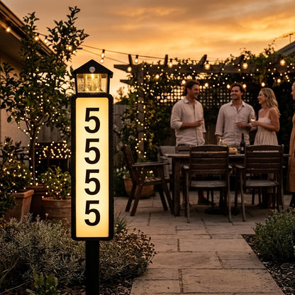 Solar House Number Light Outdoor Waterproof IP44, LED Address Sign Wall Lamp with Light Sensor, 3 Lighting Modes, Auto On/Off Dusk to Dawn, Retro Bronze & Black