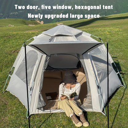 Automatic Hexagonal Camping Tent 4-6 Person Instant Setup Waterproof