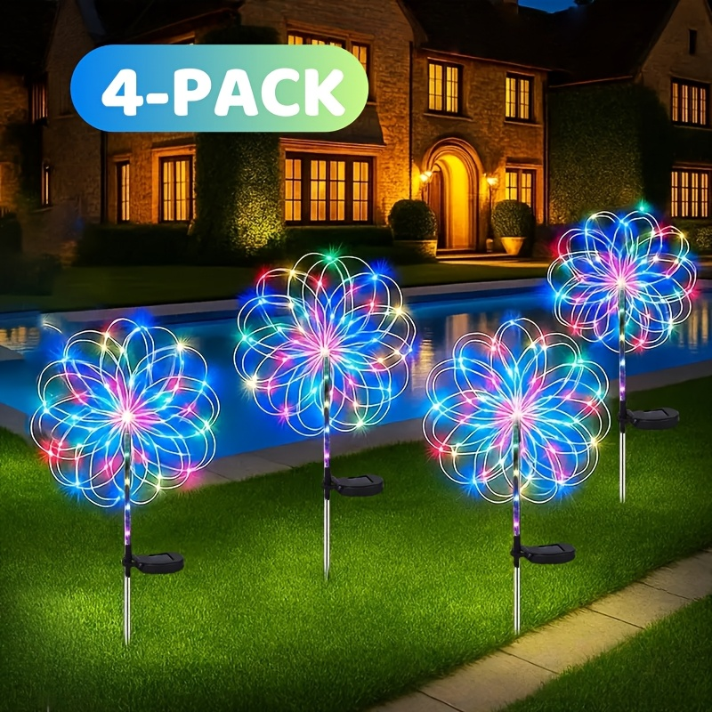 Solar Firework Garden Lights 4-Pack, 8 Modes Waterproof