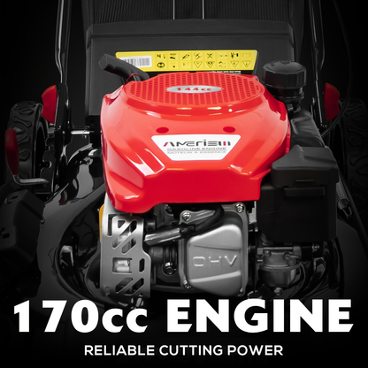 Gas Lawn Mower 21-Inch 144cc/170cc Push & Self-Propelled 2-in-1/3-in-1 Mulching, 6-Position Height Adjustment, High Rear Wheels, Foldable Handle