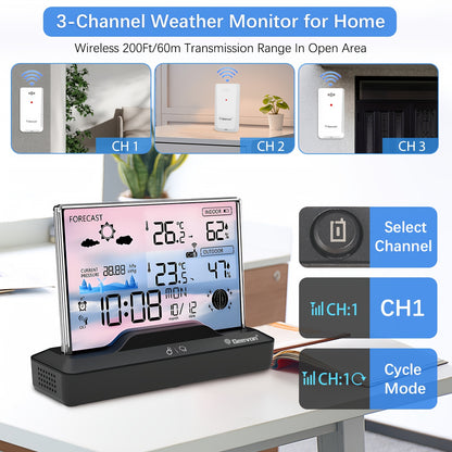 Weather Station | Wireless Indoor Outdoor Barometer Forecast Alarm