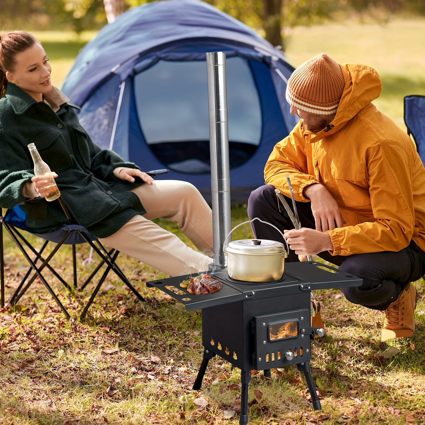 Tent Wood Stove Portable | Camping Heating Cooking Hot Tent Winter