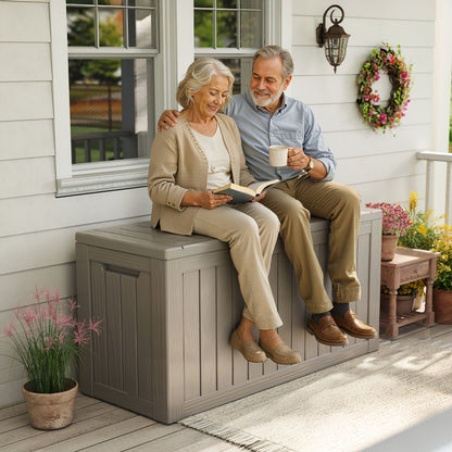 Deck Box Outdoor Storage Lockable Resin | Patio Garden Pool Cushions