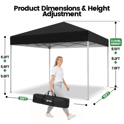 10x10 Pop Up Canopy Tent Heavy Duty 420D Oxford UPF50+ Straight Legs