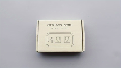 Car Plug Inverter 200W DC 12V to AC 110V with 30W PD Fast Charging QC3.0 24W USB-C Outlet Adapter for Laptop Computer Phone Tablet Vehicle Travel Road Trip