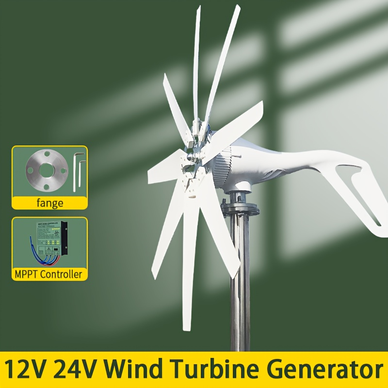 Wind Power Generator 1000W Horizontal Axis | 12V 24V with MPPT Controller, 6-Blade Coreless Magnet, 20-Year Lifespan, for Home, Marine, RV, Camping, Off-Grid
