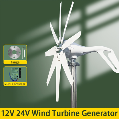 Wind Power Generator 1000W Horizontal Axis | 12V 24V with MPPT Controller, 6-Blade Coreless Magnet, 20-Year Lifespan, for Home, Marine, RV, Camping, Off-Grid
