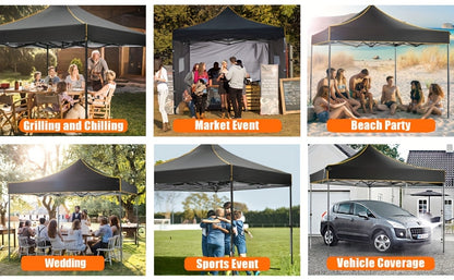 Pop Up Canopy Oxford UV Block Mesh Windows | Beach Camping Party Tent
