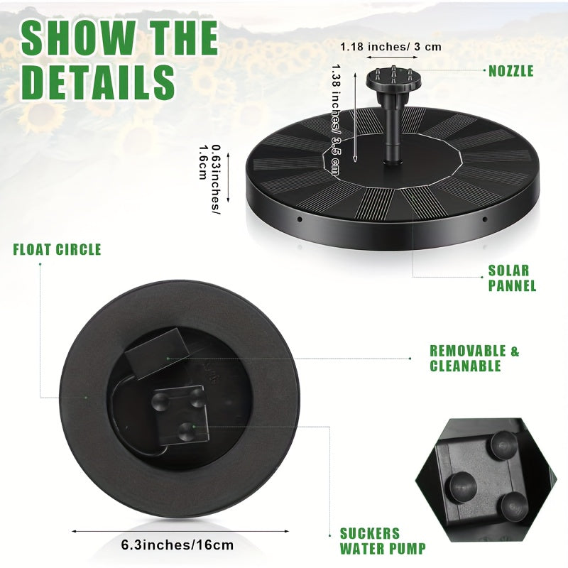 Solar Fountain Pump | 6 Nozzle IPX8 Bird Bath Garden Pool Pond Float