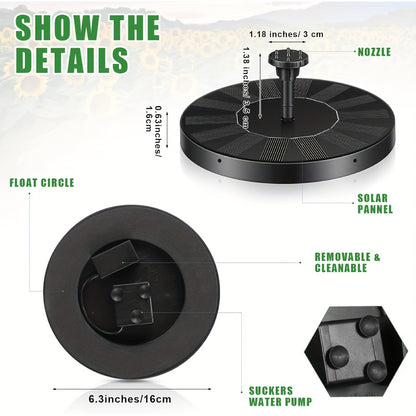 Solar Fountain Pump | 6 Nozzle IPX8 Bird Bath Garden Pool Pond Float