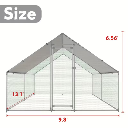 Walk-in Chicken Coop Large Heavy-Duty Metal Poultry Pen with Waterproof UV-Proof Roof Cover - Outdoor Backyard Farm Enclosure for Chickens Ducks Geese Rabbits, Multiple Sizes