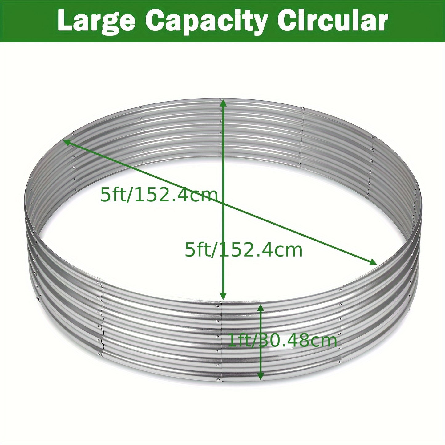 Galvanized Steel Fire Pit Ring Liner for Above Ground Wood Burning, Metal Firepit Insert for Backyard Camping Beach Park Outdoor Patio, 36/48/60 Inch