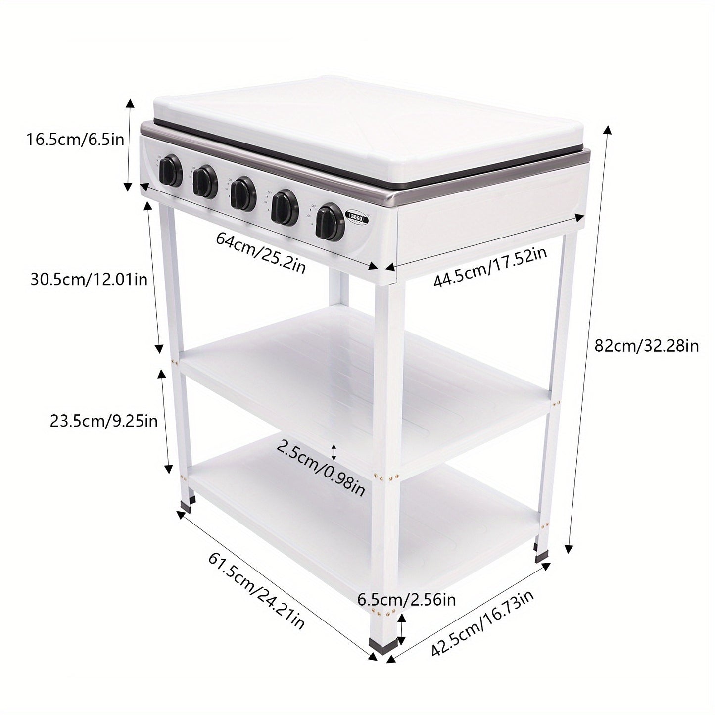5-Burner Gas Stove CNCEST Portable Natural Gas Stove | 2.5kW Per Burner | Freestanding Outdoor Cooking Stove for RV, Camping, Tailgating & Backyard | White, 64×44.5cm