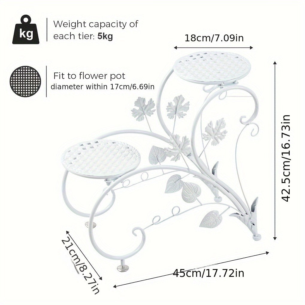 Metal Plant Stand Set of 2 Half Heart Flower Rack 4-Tier Indoor Outdoor Garden Patio Planter Display Shelf Black White