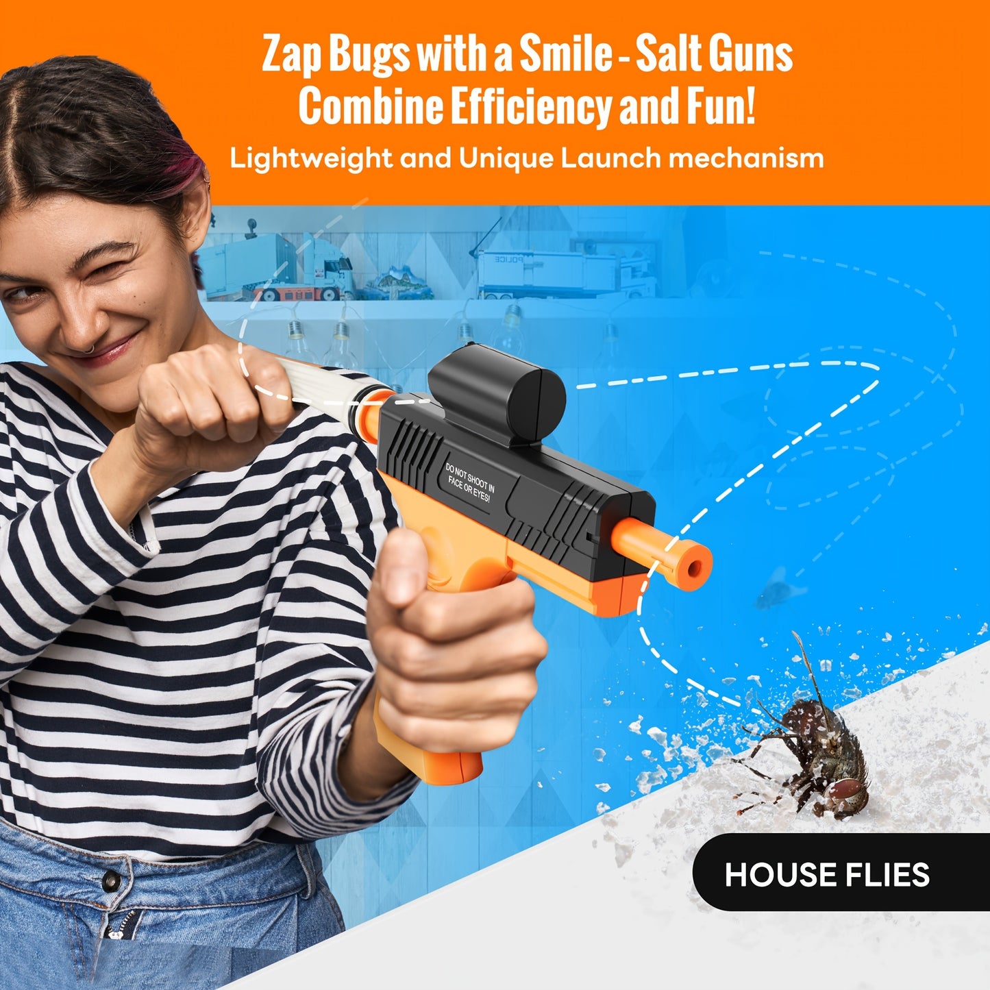 Bug Salt Gun Fly Killer Pistol Salt Shooter Pest Control Toy No Chemicals No Batteries Indoor Outdoor Home Garden Camping Gift