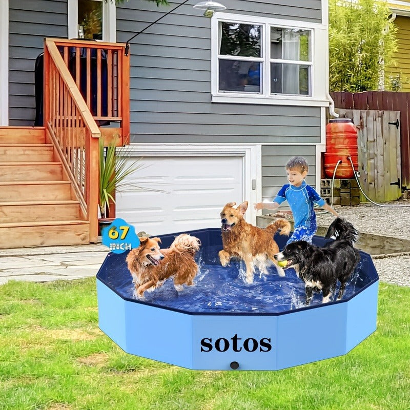 Foldable Dog Pool – Portable Hard Plastic Pet & Kids Swimming Pool, Anti-Slip Collapsible Bathtub for Indoor Outdoor Backyard Use, 3 Sizes