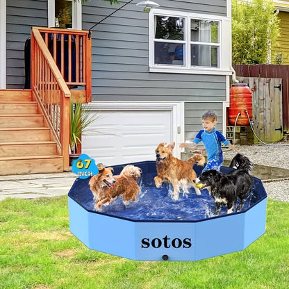 Foldable Dog Pool – Portable Hard Plastic Pet & Kids Swimming Pool, Anti-Slip Collapsible Bathtub for Indoor Outdoor Backyard Use, 3 Sizes