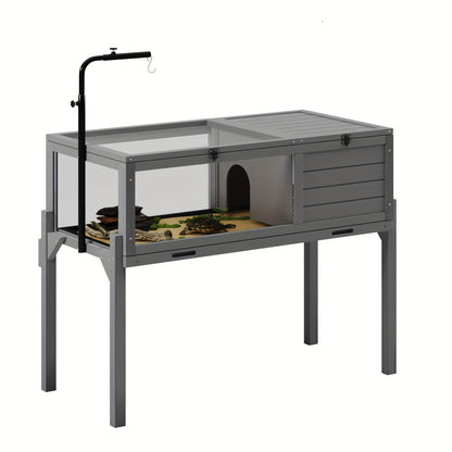 Large Tortoise Habitat Turtle Cage Enclosure with Detachable Legs Removable Roof Ramp Lamp Holder Indoor Outdoor