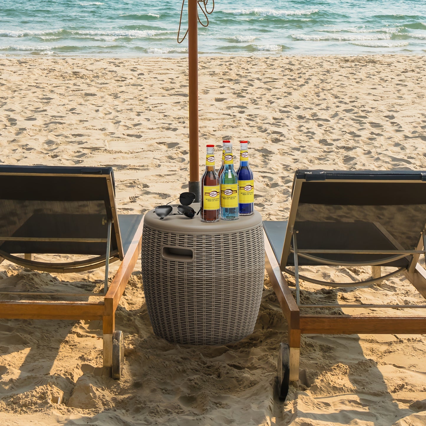 Outdoor Storage Bin 40L Rattan Deck Box UV Protected Weather Resistant