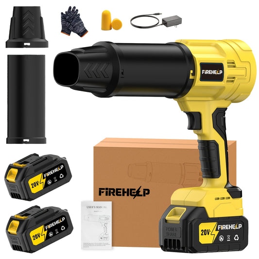 Battery Leaf Blower 20V 50000RPM Turbo Cordless, Dual Battery & 2 Nozzles Included, Handheld Blower for Car Drying, Leaves, Snow & Dust — Home & Outdoor