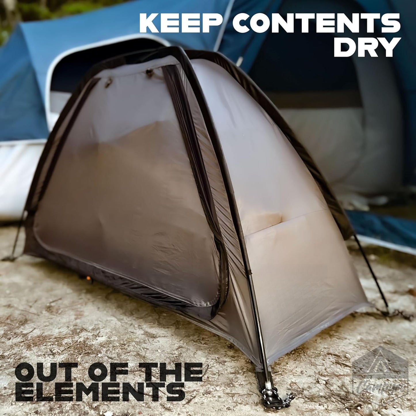 Camping Tent Organizer 9-Shelf with Zippered Flap — Hanging Storage Rack for Shoes, Gear & Dining, Fits Most Tents, Brown & Gray