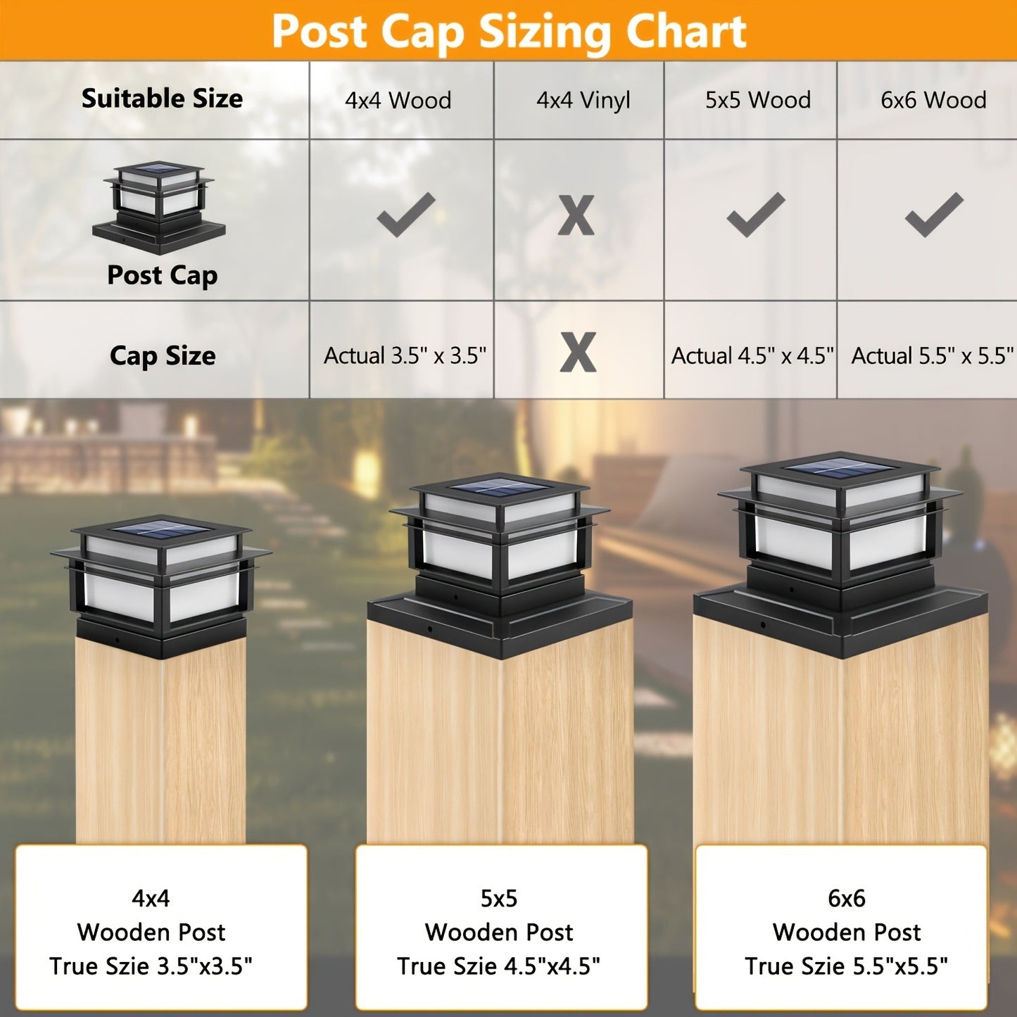 Solar Column Cover Light 6 Pack – LED Fence Post Cap Lights