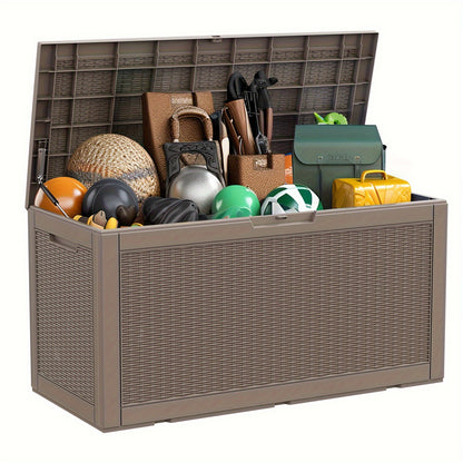 Resin Deck Box 100 Gallon Lockable Outdoor Storage – Patio & Garden