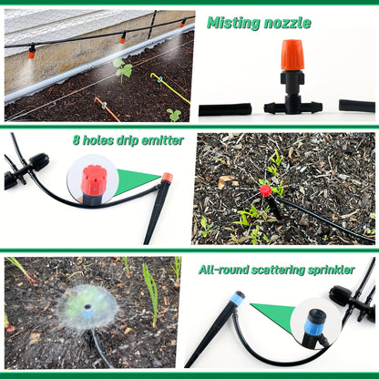 226FT Drip Irrigation Kit - Automatic Plant Watering System with Adjustable Nozzles for Garden & Greenhouse