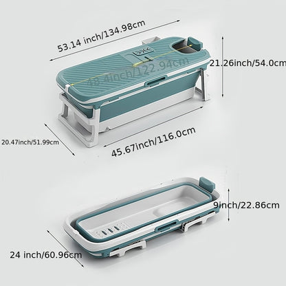 Collapsible Hot Tub for Adults 58 Inch Portable Soaking Bathtub with Thermal Cover Drain Pipe Cushion Non-Slip Mat Large Capacity Easy Storage