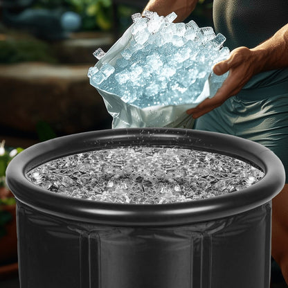Cold Plunge Tub Foldable Ice Bath | 95-Gallon 34"x34"x30" Portable Cold Water Therapy Tub for Indoor & Outdoor Recovery