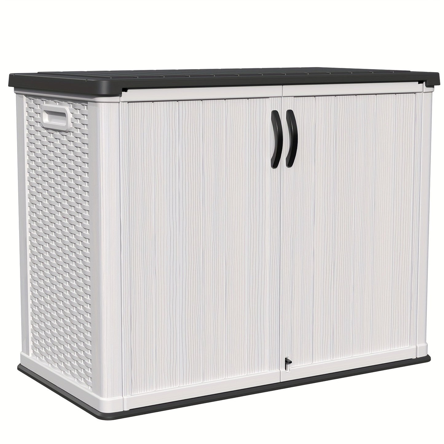 Outdoor Storage Shed 4x2 Resin Vertical Cabinet w/ Floor - White & Beige