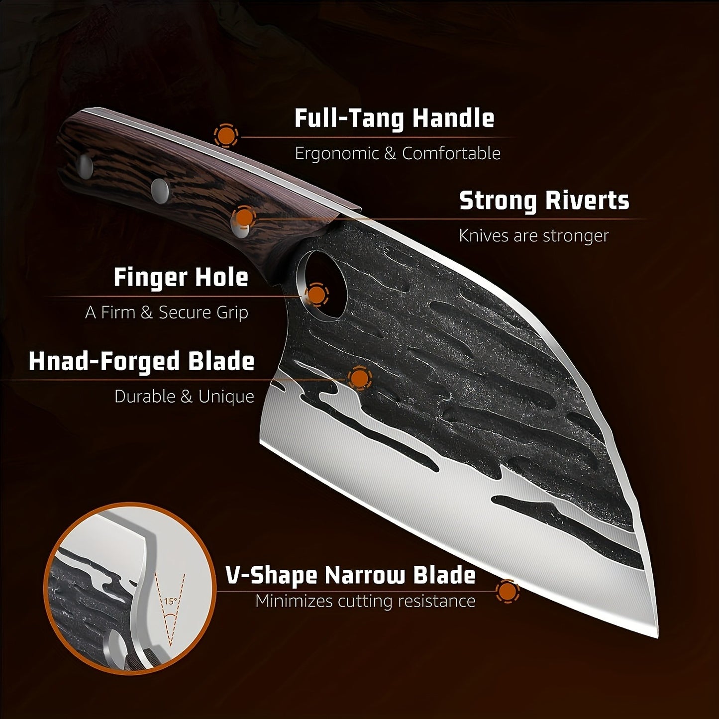 Meat Cleaver Hand Forged Serbian Chef Knife – High Carbon Steel Butcher Knife Full Tang with Leather Sheath | Razor Sharp Chopping Cleaver for Camping BBQ Outdoor Cooking Kitchen Gift
