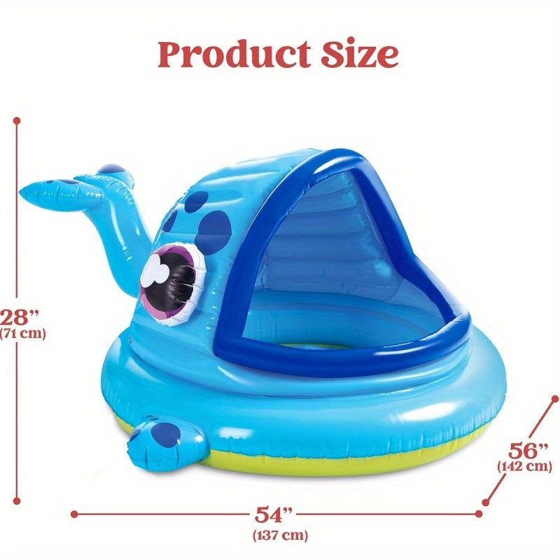 Inflatable Kiddie Pool with Sun Shade Canopy – Whale Baby Splash Pool Tent for Toddlers, Blow Up Wading Pool for Backyard Beach Summer Water Play
