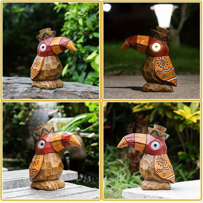 Solar Garden Statue – Tiki Woodpecker Bird Outdoor Light Sculpture for Patio, Pool & Yard Decor
