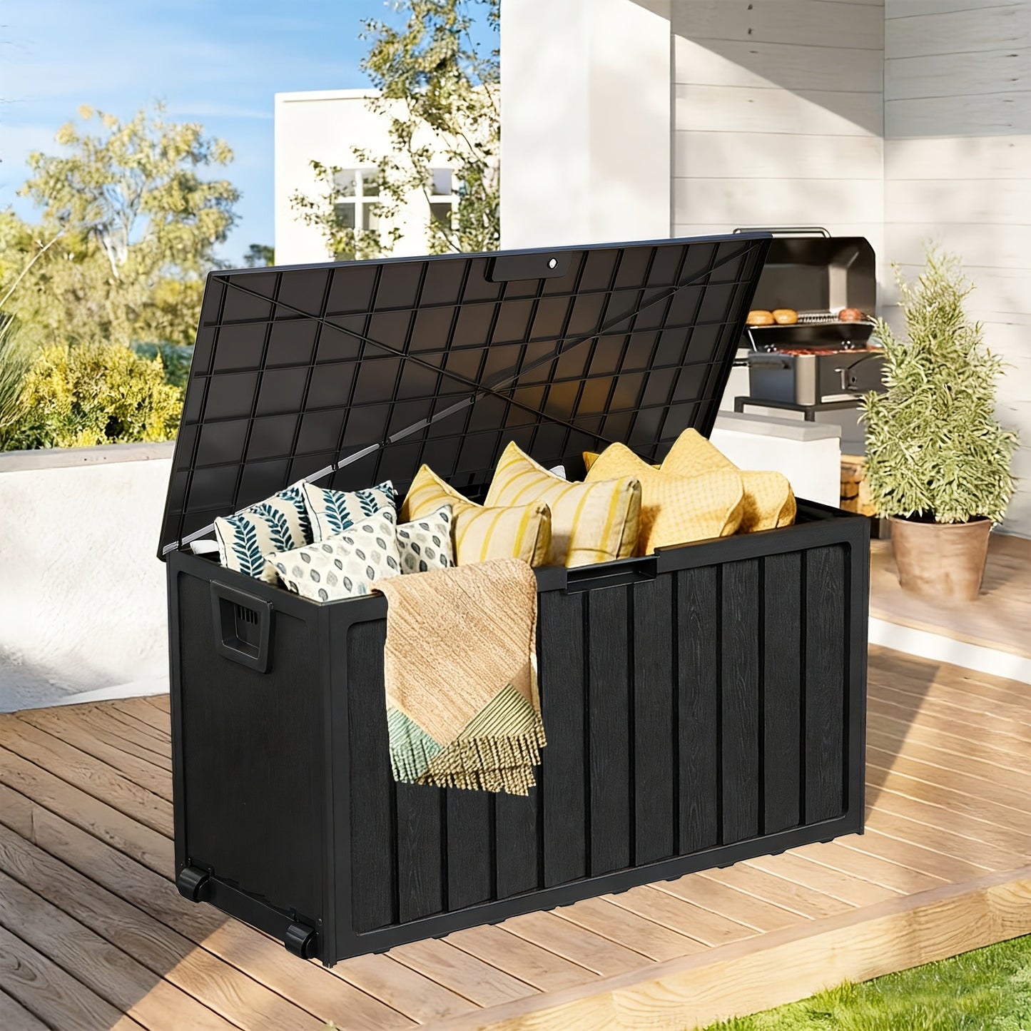 Outdoor Storage Chest 75 Gallon – Deck Box with Casters