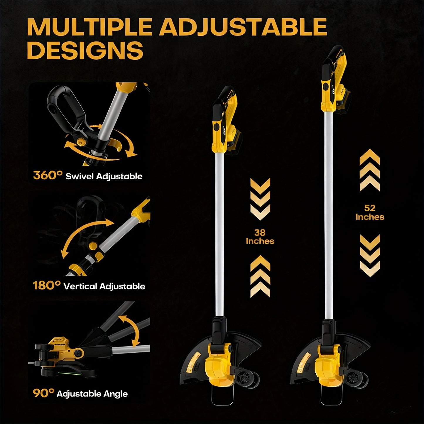 Cordless String Trimmer for DeWalt 20V Max, 12-Inch 20000RPM Brushless 3-in-1 Weed Eater with Auto-Feed, 6 Blades & 4 Spools – Lawn Edger & Patio Cleaner, Tool Only