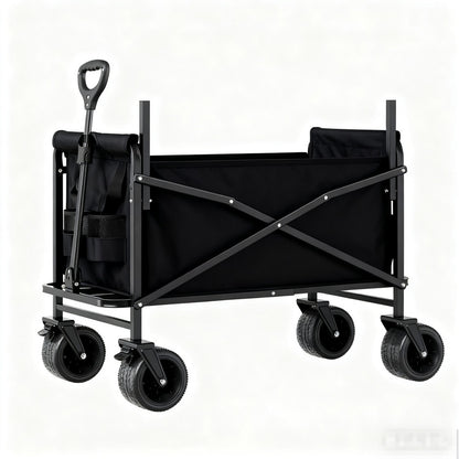 Foldable Utility Wagon Cart 550 lbs – Heavy Duty Collapsible Outdoor Cart with Bench Seat & All-Terrain Wheels