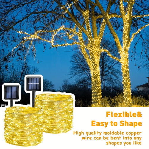 Solar String Lights Outdoor 2 Pack 104Ft 300LED IP65 Waterproof 8 Modes Fairy Lights for Garden Yard Patio Tree Christmas Wedding Party Decor