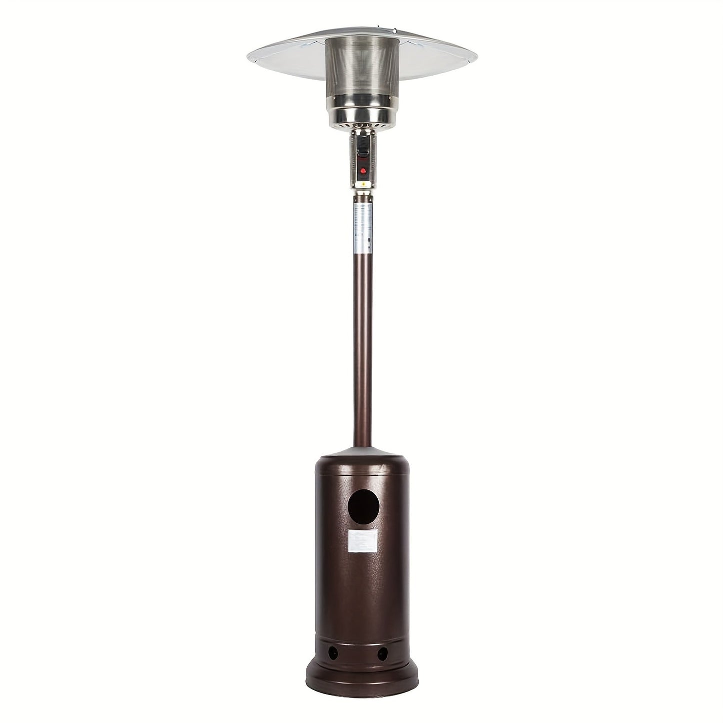 Outdoor Propane Patio Heater 46000 BTU Freestanding Tower with Wheels, Bronze Powder-Coated, Commercial & Residential, Tip-Over Safety Shut-Off, 175 sq ft Coverage