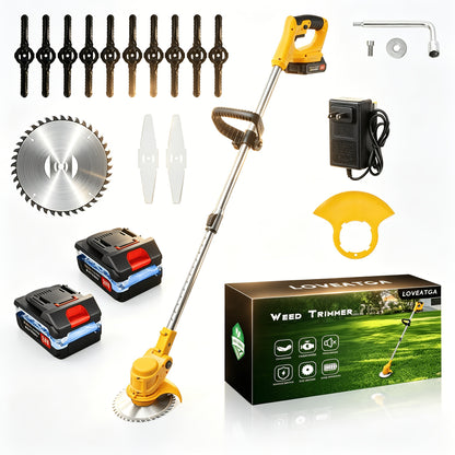 21V Cordless Lightweight Weed Trimmer & Edger. Comes with 1/2 Batteries and Charger. 3-in-1 Cordless Grass Trimmer, Edger, and Brush Cutter. Powerful and Long-Lasting. for Lawn, Yard, and Garden.