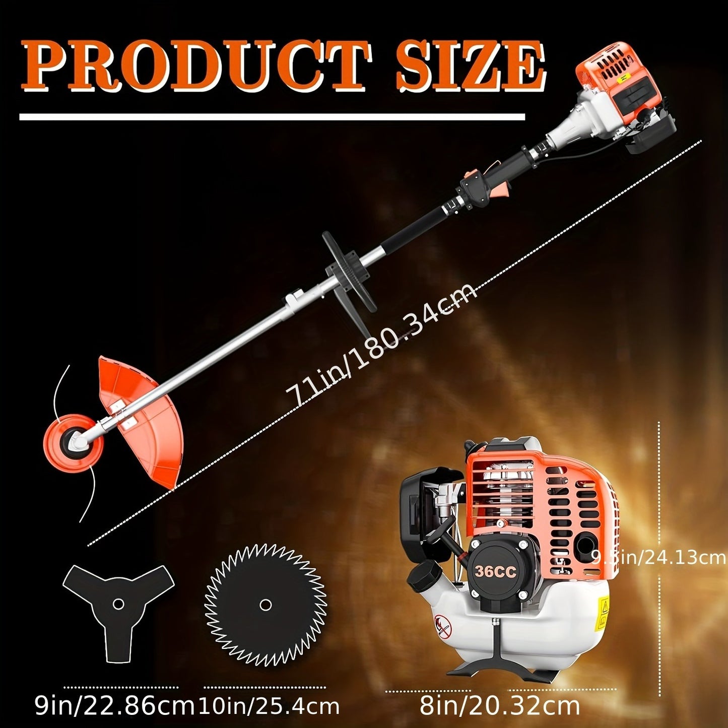 Gas String Trimmer 3-in-1 – 36CC/48CC/52CC 2-Stroke Brush Cutter & Weed Wacker with String Head, 3T Blade & 40T Circular Blade, Backpack Option