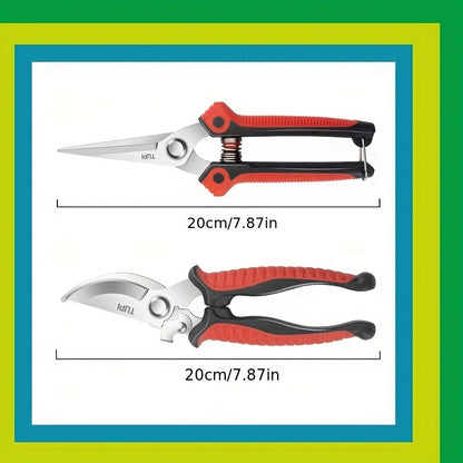 Bypass Pruning Shears 2-Pack - Ambidextrous High-Carbon Steel Fruit Scissors for Left & Right Hand, Garden Trimming Shears, Bonsai & Pot Beautification Cutter