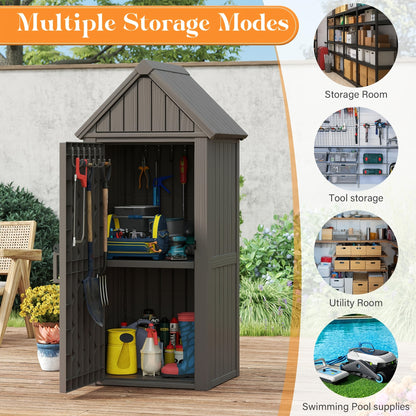 Resin Outdoor Storage Shed with Lockable Door & Sloped Roof