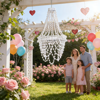 Solar Chandelier Outdoor Hanging Crystal Light 54 LED Warm White Waterproof Garden Yard Patio Gazebo Party Wedding Decor 6-Tier Oval Round