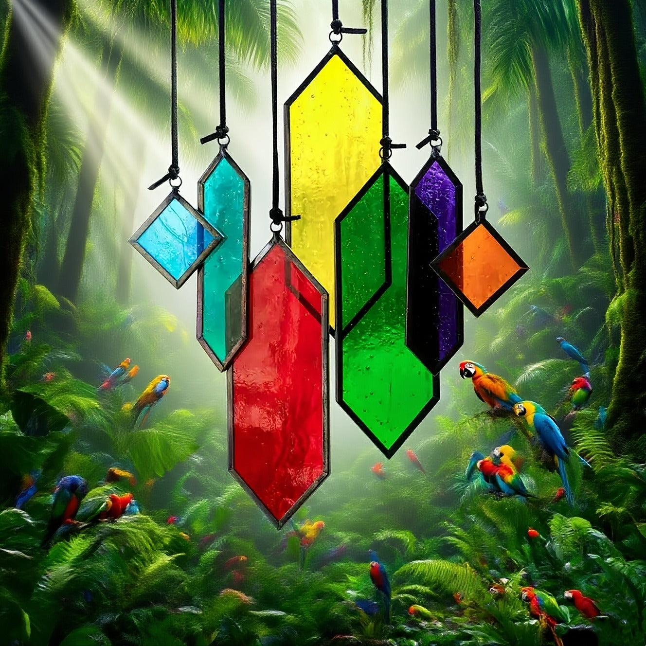 Glass Rainbow Suncatcher Hanging Ornament - Crystal Prism Window Sun Catcher for Garden, Patio & Home Decor