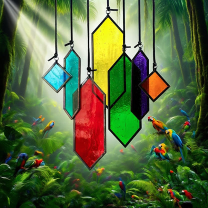 Glass Rainbow Suncatcher Hanging Ornament - Crystal Prism Window Sun Catcher for Garden, Patio & Home Decor