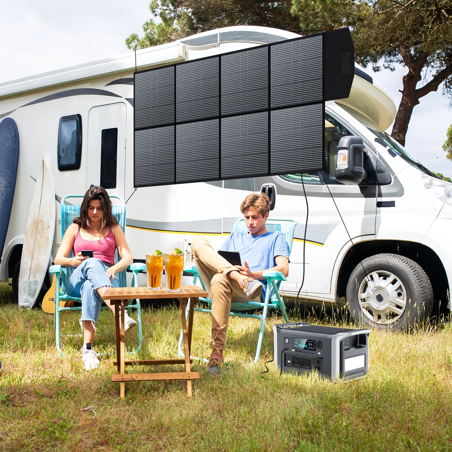 Portable Power Station 1024Wh LiFePO4 Solar Generator - UPS Backup Battery with AC 110V, DC, USB, USB-C & LED Light, 100W Solar Panel Option for Camping, RV, Home Outage & Travel